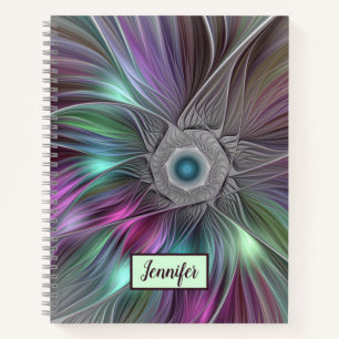 Cuaderno Colorido Big Flower Resumen nombre fractal trippy