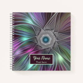 Cuaderno Colorido Big Flower Resumen nombre fractal trippy