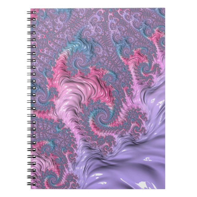 Cuaderno Colorido Boho Hippie Groovy Trippy Pastel Fractal (Frente)