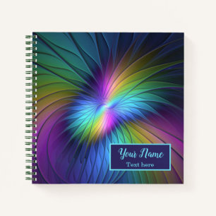 Cuaderno Colorido Con Azul Moderno Abstracto Nombre Fractal