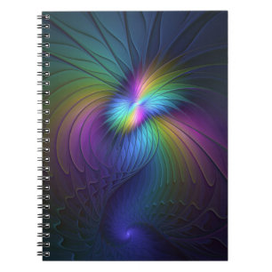 Cuaderno Colorido Con Azul Moderno Resumen Arte Fractal