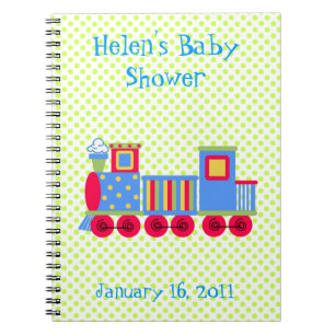Cuaderno colorido de Baby Shower del tren del
