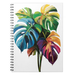 Cuaderno colorido de hojas de monstera