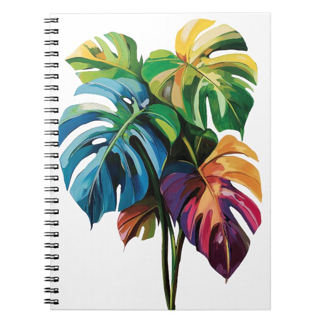 Cuaderno colorido de hojas de monstera (Frente)