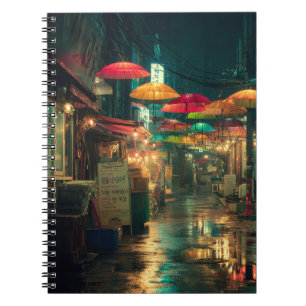 Cuaderno colorido del mercado de los paraguas
