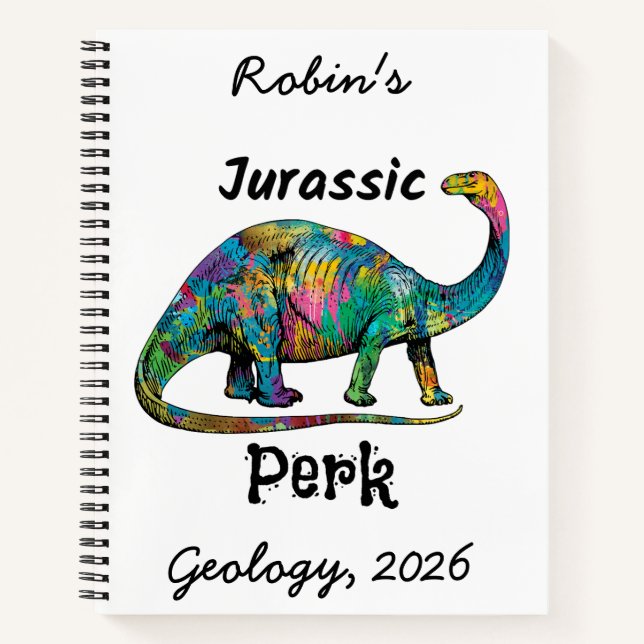 Cuaderno Colorido Dinosaurio Jurásico Blanco (Anverso)