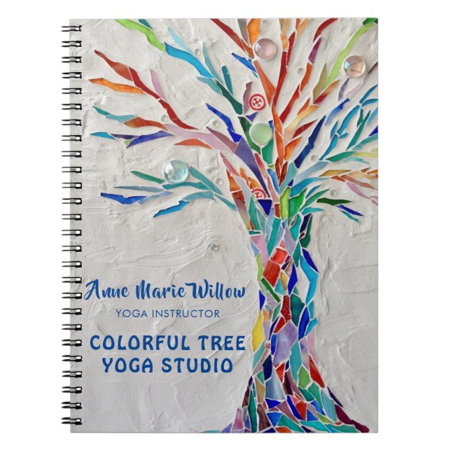 Cuaderno Colorido estudio de yoga en árbol mosaico (Frente)