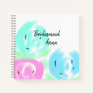 Cuaderno Colorido floral acuarela pastel doncella de honor 