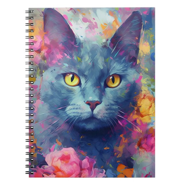 Cuaderno Colorido gato azul ruso (Frente)