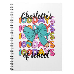 Cuaderno Colorido Lápiz Azul De Arco De 100 Días De Escuela