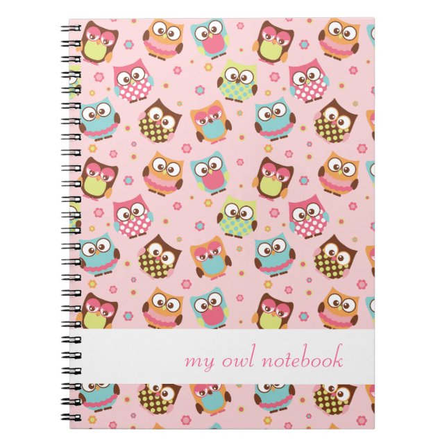 Cuaderno colorido lindo de los búhos (subió) (Frente)