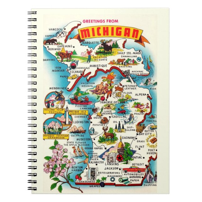 Cuaderno Colorido mapa de cosechas Michigan (Frente)
