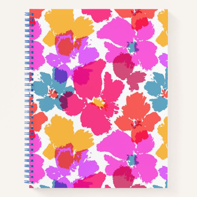 Cuaderno Colorido Neon Moderno Patrón de flores (Anverso)