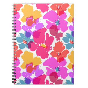Cuaderno Colorido Neon Moderno Patrón de flores