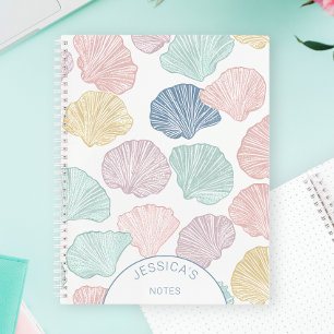 Cuaderno Colorido Pastel Caracoles Marinos Moderno Costero