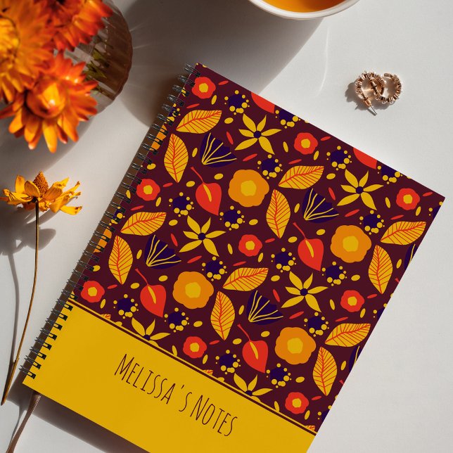 Cuaderno Colorido patrón botánico marrón y amarillo (Subido por el creador)