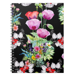 Cuaderno Colorido patrón de flor de verano de amapola