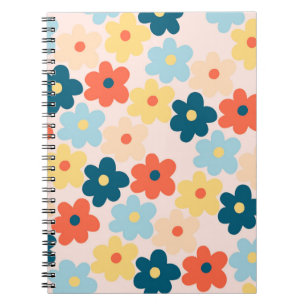 Cuaderno Colorido patrón de flor hippie retro