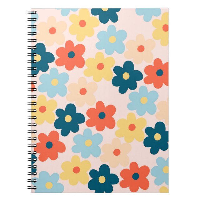 Cuaderno Colorido patrón de flor hippie retro (Frente)