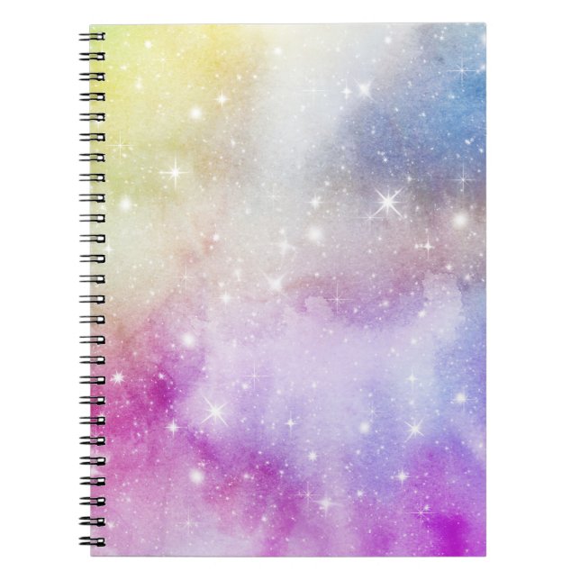 Cuaderno Colorido patrón de galaxia arco iris (Frente)