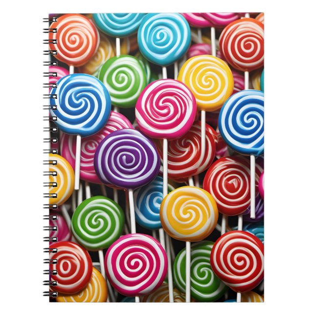 Cuaderno Colorido Patrón de Lollipops 3D (Frente)