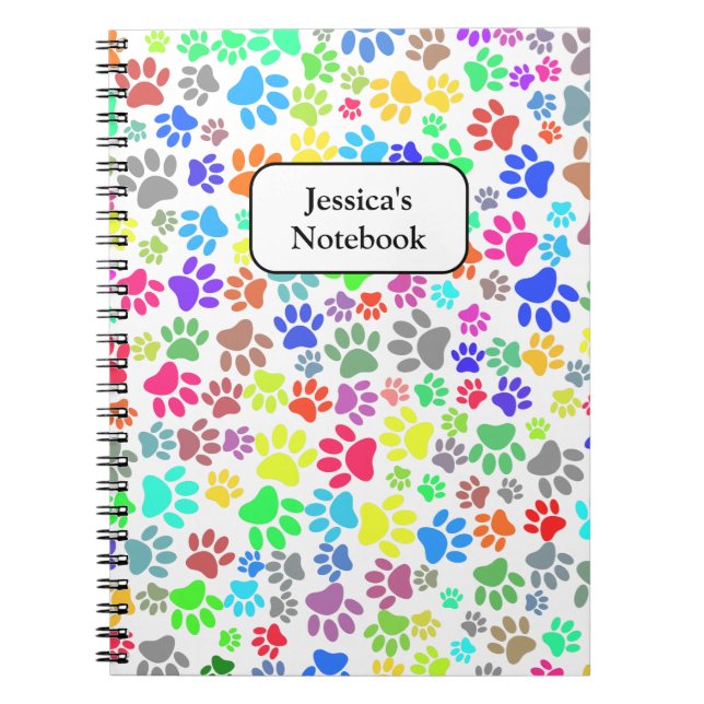 Cuaderno Colorido Patrón De Paw De Cachorro (Frente)