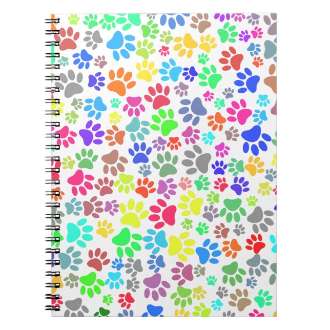Cuaderno Colorido Patrón De Paw De Cachorro (Frente)