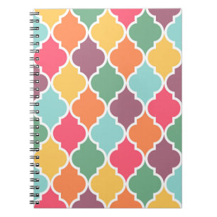 Cuaderno Colorido patrón de quatrefoil oriental