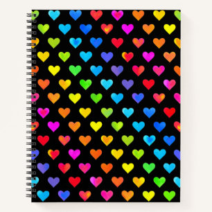 Cuaderno Colorido patrón de rayas del corazón del arcoiris