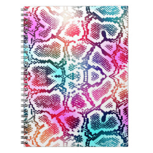 Cuaderno Colorido patrón de textura de piel de serpiente.
