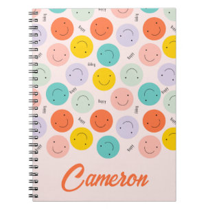 Cuaderno Colorido Patrón sonriente de cara feliz