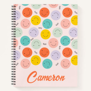 Cuaderno Colorido Patrón sonriente de cara feliz