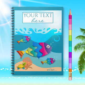 Cuaderno Colorido pescado fresco Océano portátil