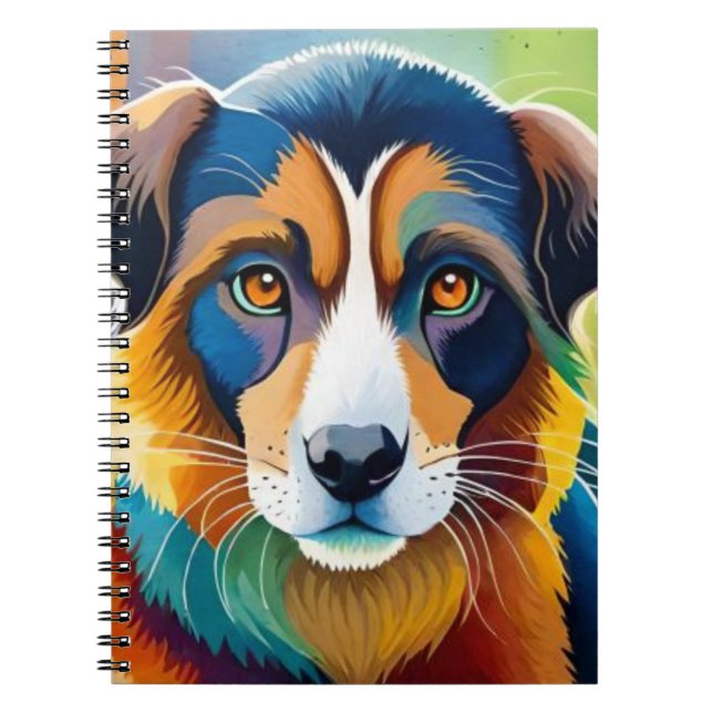 Cuaderno Colorido retrato lindo del perro (Frente)