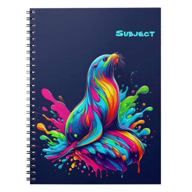 Cuaderno Colorido salto de león marino (Frente)