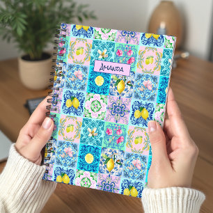 Cuaderno Colorido Turquesa Siciliano Azulejo Amalfi Verano