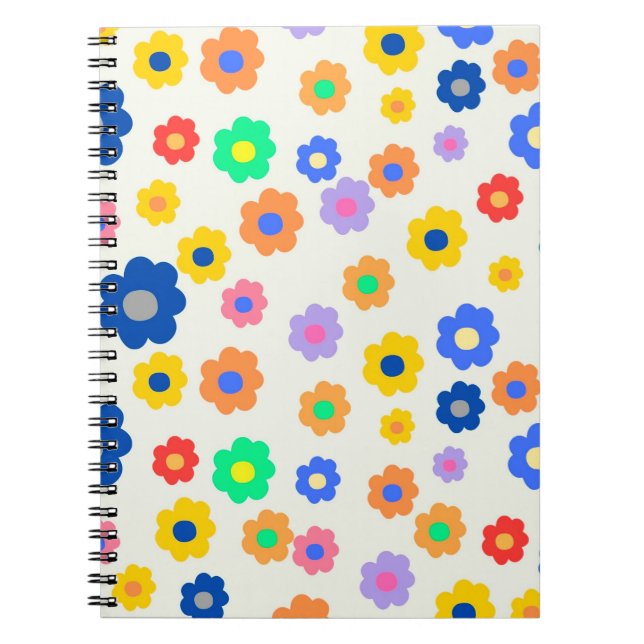 Cuaderno Colorido Y2K Patrón Indie De Flor Pequeña (Frente)