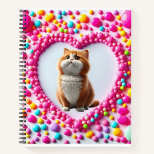 Cuaderno Colorido y bonito círculo de color rosa del corazó