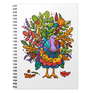 Cuaderno Colorido y divertido pavo estilizado asombrosament