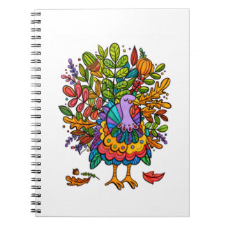 Cuaderno Colorido y divertido pavo estilizado de manera aso