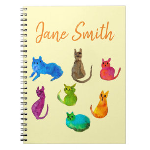 Cuaderno Coloridos gatos locos en acuarela