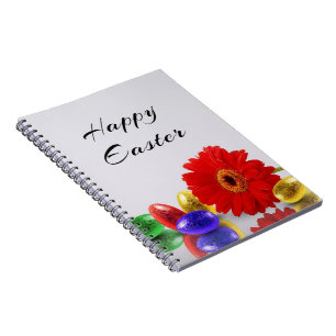 Cuaderno Coloridos huevos felices de Pascua con Gerbera