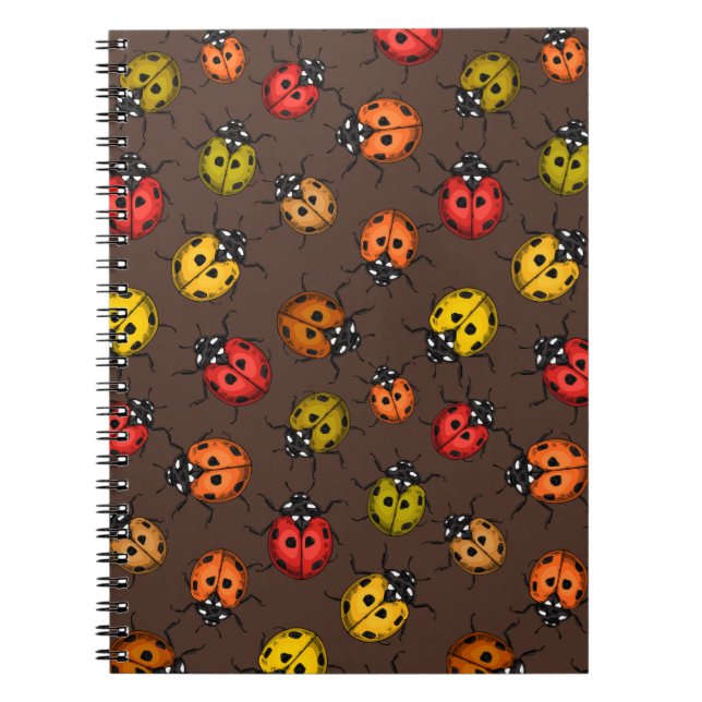 Cuaderno Coloridos ladybugs sobre marrón (Frente)