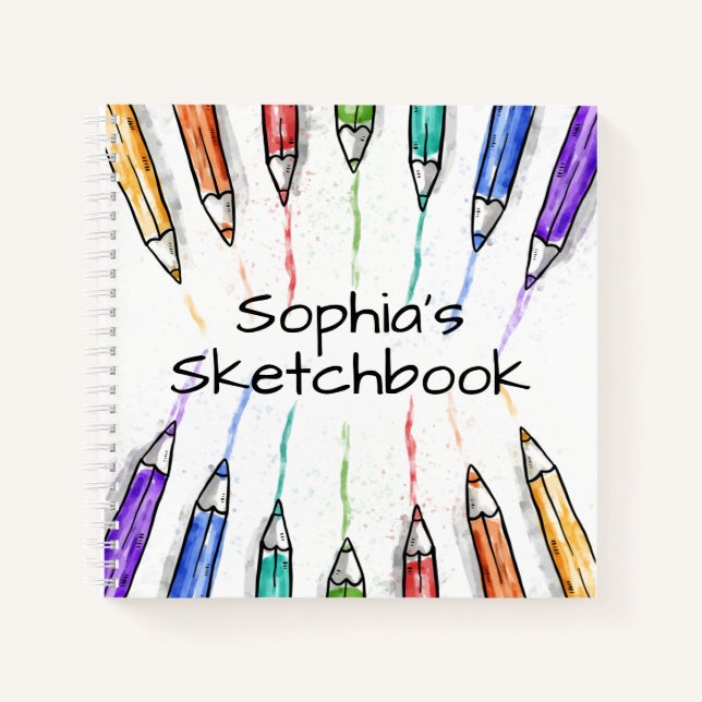 Cuaderno Coloridos lápices de dibujos personalizados  (Anverso)