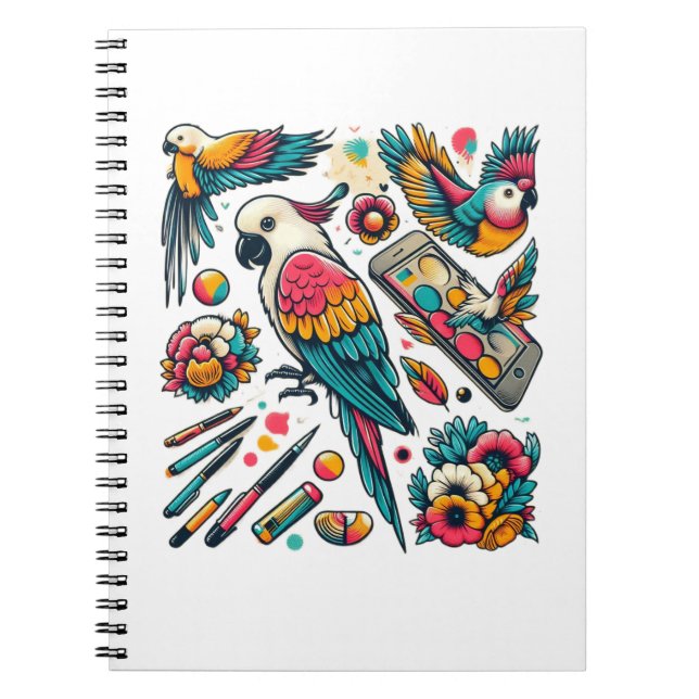 Cuaderno Coloridos loros Arte Tropical (Frente)