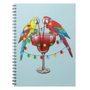 Cuaderno Coloridos loros de macao beben vino rojo