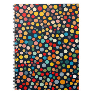 Cuaderno Coloridos puntos de polka en un fondo oscuro