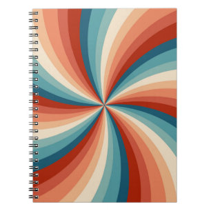 Cuaderno Coloridos rayos solares ondulados de estilo retro