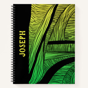 Cuaderno Combinación personalizada de ondas verdes y amari