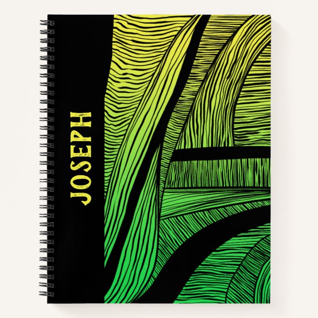 Cuaderno Combinación personalizada de ondas verdes y amaril (Anverso)